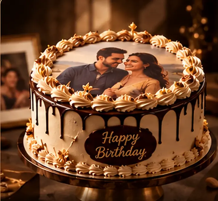Illustrative decorated personalized celebration cake