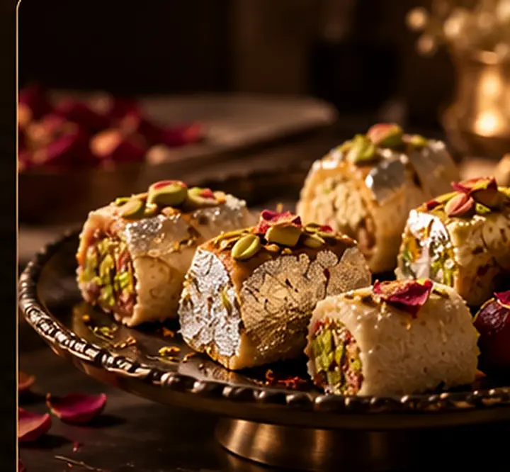 Illustrative traditional mithai assortment